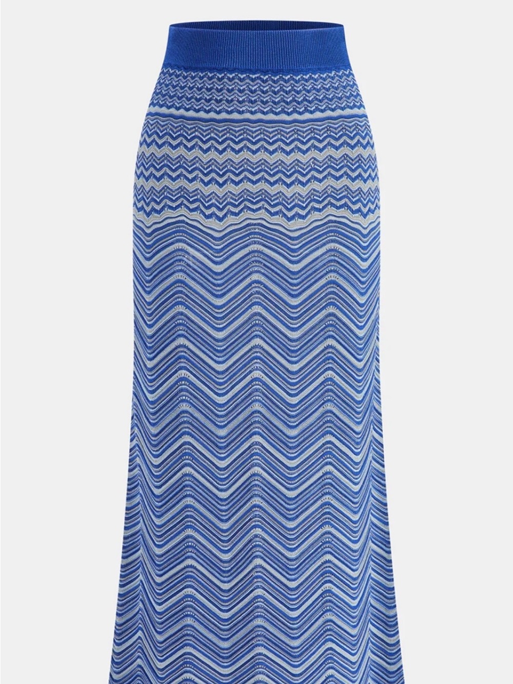 Blue Chevron Zigzag Knit Top Maxi Skirt Set - Picture 4 of 5